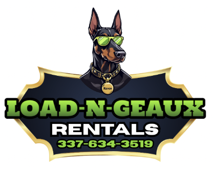 Load N Geaux Trailer Rentals - Raven the Doberman mascot - 337-634-3519